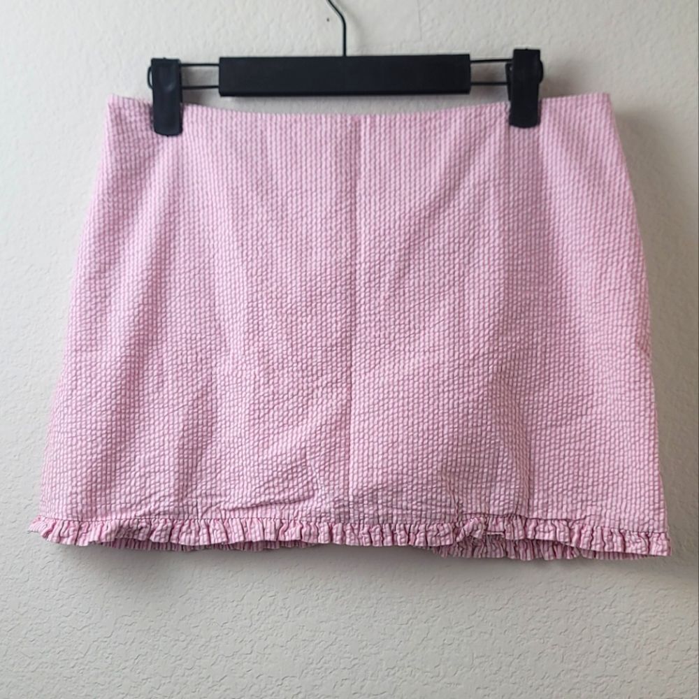 Lilly Pulitzer Pink Striped Seersucker Mini Skirt
